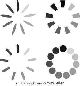 Loading bar set. Retro progress bars on white and black screens. Search vector loading vector collection isolated on transparent of loading and buffering symbols for websites, app, logo load design.