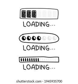 Loading bar sign doodle set 