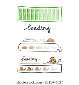 Loading bar sign doodle set 