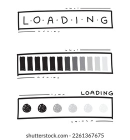 Loading bar sign doodle set 