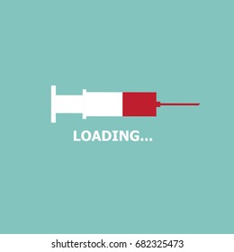 Loading bar sign with syringe shape