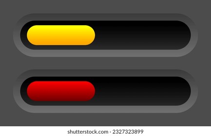 Loading bar or Slider bar. Vector clipart isolated on black background.