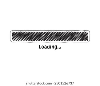 Loading bar status icon. Vector illustration. Vector loaded icons. Download progress. Donload or Upload. Hand-drawn sketch-scribble.