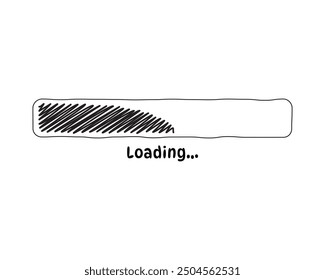 Loading bar status icon. Vector illustration. Vector loaded icons. Download progress. Donload or Upload. Hand-drawn sketch-scribble.