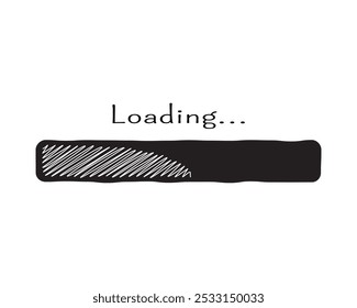 Loading bar status icon. Vector illustration. Vector loaded icons. Download progress. Donload or Upload. Hand-drawn sketch-scribble.