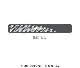 Loading bar status icon. Vector illustration. Vector loaded icons. Download progress. Donload or Upload. Hand-drawn sketch-scribble.