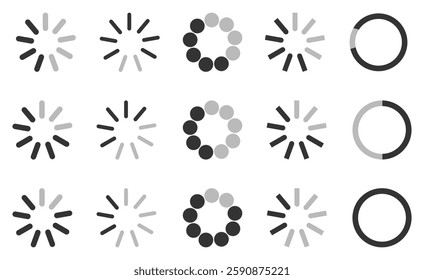 Loading bar status icon. Vector illustration. Vector loaded icons. Download progress. Donload or Upload