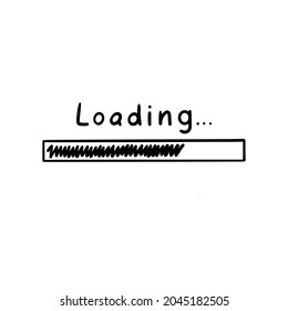 Loading bar, status and progress doodle element. Sketch, hand drawn style. Vector illustration.
