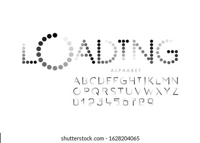 Loading bar style font, alphabet letters and numbers vector illustration