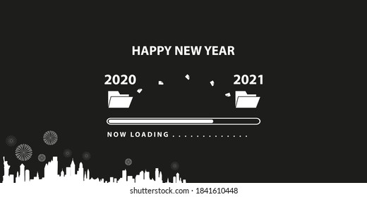 loading bar with transition from 2020 to 2021 new year. Happy New Year card with progress bar.