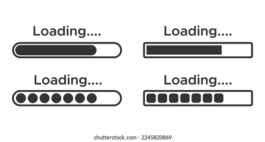 Juego de iconos vectoriales de barra de carga
