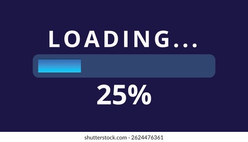 Loading bar vector illustration, progress bar icons for web interface, websites and graphic resources, 25% loaded.