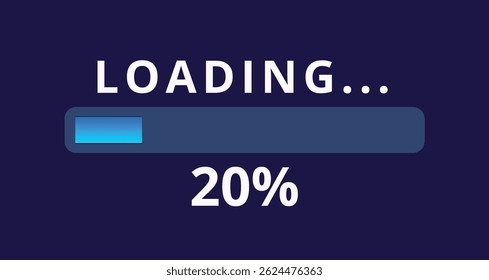 Loading bar vector illustration, progress bar icons for web interface, websites and graphic resources, 20% loaded.
