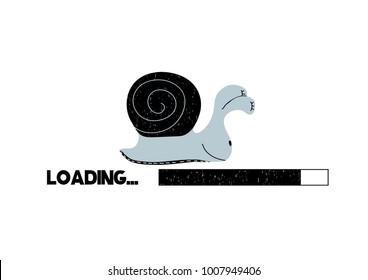 Loading bar vector illustration with snail. Scandinavian style. Vector