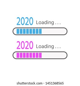 Loading bar vector. Progress of downloading or uploading 2019 to 2020 New Year. 