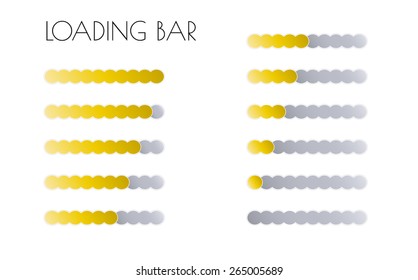 loading bars with gold circles on the black background