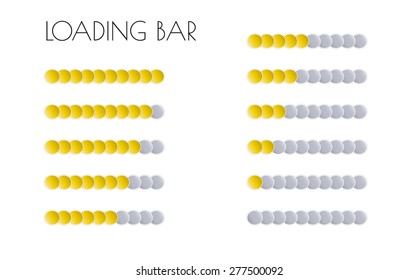 loading bars with gold circles on the white background