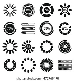 Loading bars and preloaders icons set in simple style. Progress loading set collection vector illustration