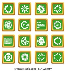Loading bars and preloaders icons set in green color isolated vector illustration for web and any design