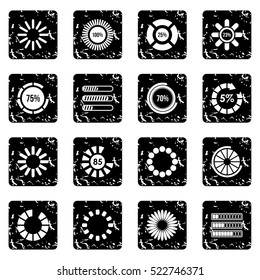 Loading bars and preloaders set icons in grunge style isolated on white background. Vector illustration