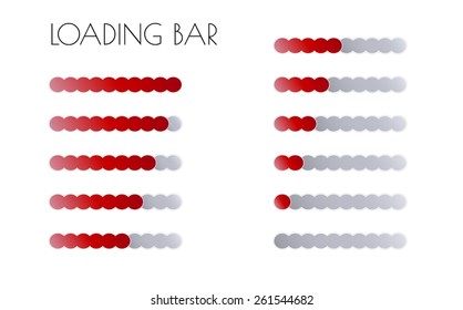 loading bars with red circles on the white background