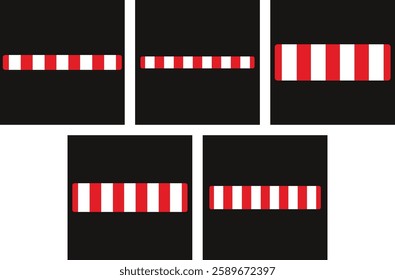 Loading bars with red and white stripes are illustrating various stages of progress.