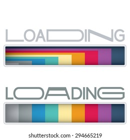 Loading bars set in a new minimalistic lettering style with horizontally elongated typography. Two loading bars are included.