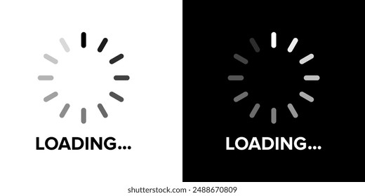 Loading black and white flat vector icon design. Loading sign and symbol