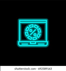 Loading blue glowing neon ui ux icon. Glowing sign logo vector