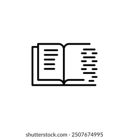 Loading book icon. A simple vector illustration of an open book with a loading or progress indicator. Ideal for use in e-learning platforms, online libraries, reading applications. Vector illustration