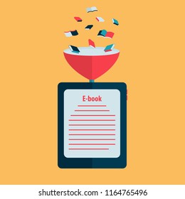 Loading books into ebook reader. Free royalty images.