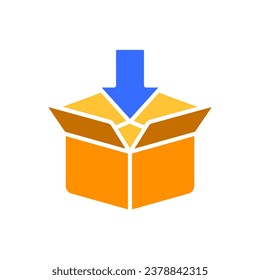Loading in box line icon. Delivery, mail, van, transportation, courier, international transport. Vector color icon on white background for business and advertising.