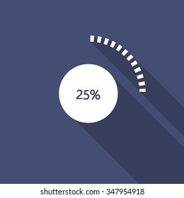 Loading and buffering icon. 25 percent. Vector illustration
