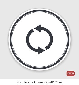 Loading and buffering icon. Flat design style. Made vector illustration. Emblem or label with shadow.
