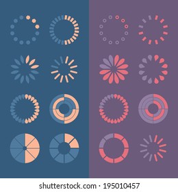 Loading and buffering icon set. Vector illustration