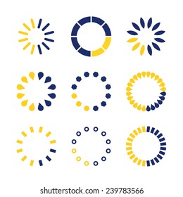 Loading and buffering icon set. Vector illustration