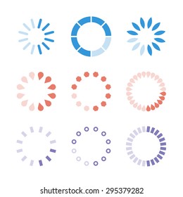 Loading And Buffering Icon Set. Vector Illustration