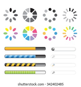 Loading And Buffering Icon Set. Vector Illustration