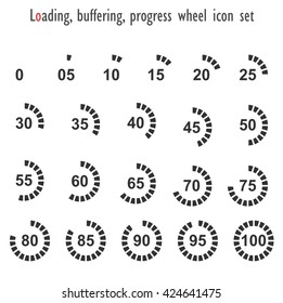 Loading, Buffering, Progress Wheel Vector Icon Set