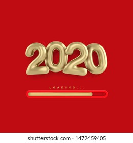 Loading Christmas gold web bar on isolated background