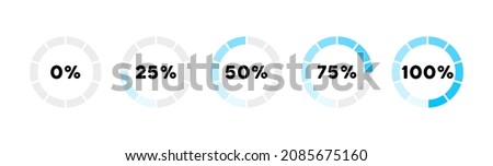 Loading circle bar icon set. Countdown icons. Progress percent. Vector EPS 10. Isolated on white background