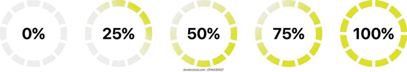Loading circle bar, percentage indicator icon.Process from 0 to 100 percent. Vector illustration