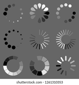 Loading circle icon set. Vector illustration, flat design.