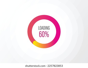 Loading circle percentage 100, 90, 80, 70, 60, 50, 40, 30, 20, updating, cloud download, upload files, pink to orange colour gradient.