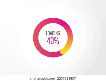 Loading circle percentage 100, 90, 80, 70, 60, 50, 40, 30, 20, updating, cloud download, upload files, pink to orange colour gradient.