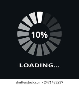 Loading circle vector illustration for websites and graphic resources. Loading 10%.
