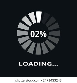 Loading circle vector illustration for websites and graphic resources. Loading 02%.