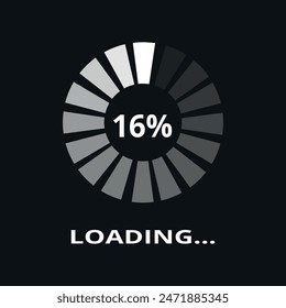 Loading circle vector illustration for websites and graphic resources. Loading 16%.