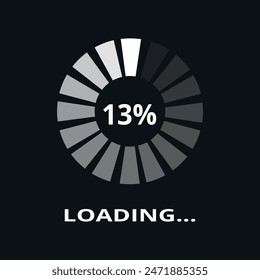Loading circle vector illustration for websites and graphic resources. Loading 13%.