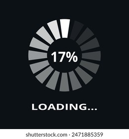 Loading circle vector illustration for websites and graphic resources. Loading 17%.